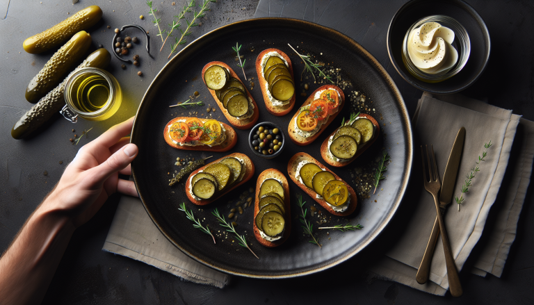 Gourmet Pickle & Herb Crostini