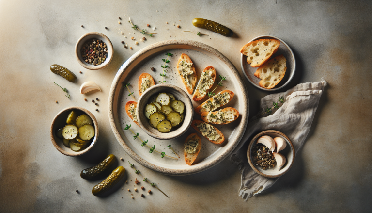 Gourmet Pickle and Herb Crostini