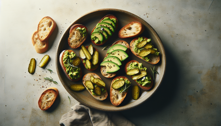 Gourmet Pickle & Avocado Crostini