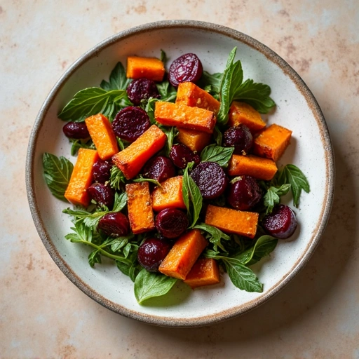 Roasted Sweet Potato and Beet Salad