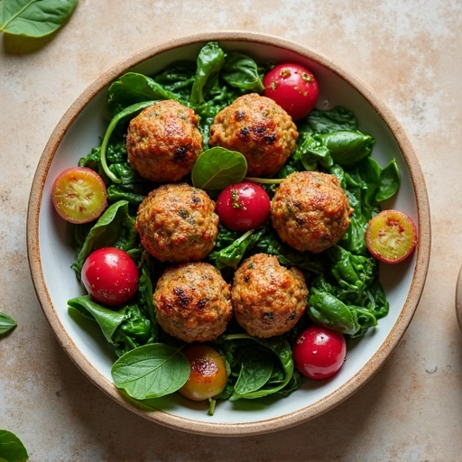 Gourmet Mediterranean-Style Meatballs with Rhubarb and Spinach