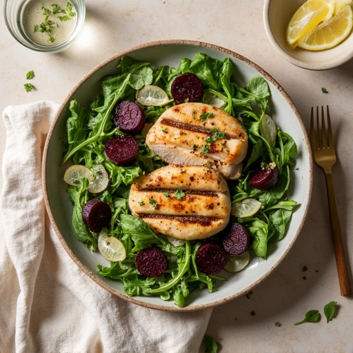 Beet and Arugula Salad with Grilled Chicken