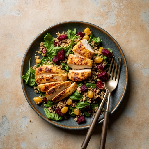 Quinoa Beet Salad with Grilled Chicken