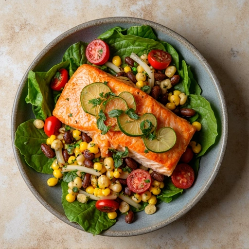 Salmon with Corn and Bean Salad