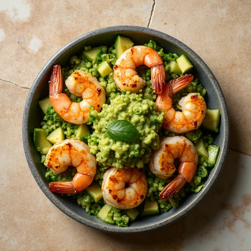 Tomatillo Avocado Salsa with Grilled Shrimp