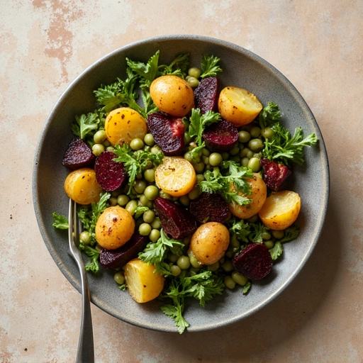 Indian-Spiced Warm Beet and Potato Salad with Green Romano Beans