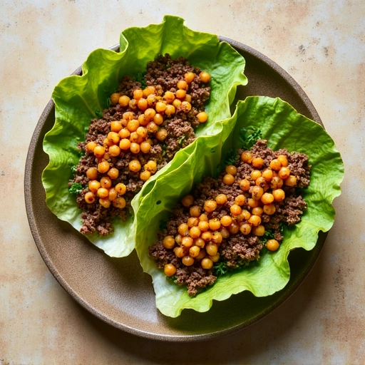 Spiced Chickpea and Ground Beef Lettuce Wraps