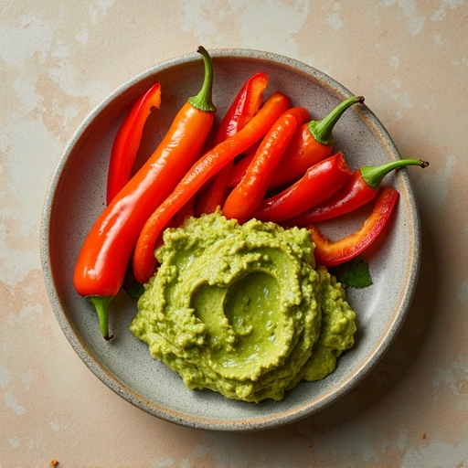 Bell Pepper Strips with Guacamole