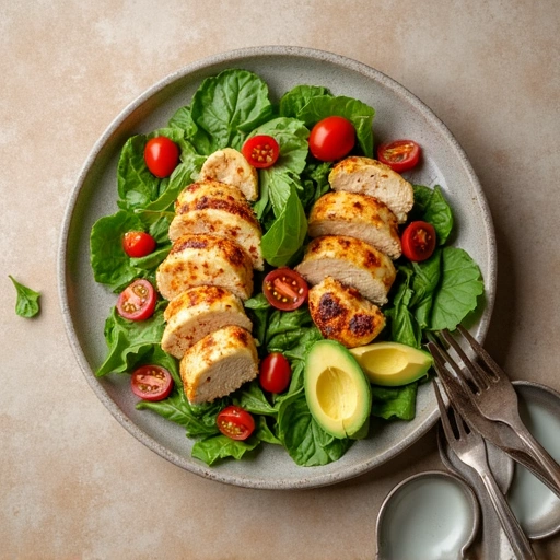 Grilled Chicken Salad with Avocado and Tomato