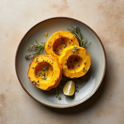 Roasted Delicata Squash and Marrow with Herb Oil