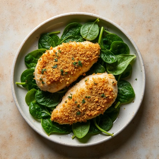 Herb-Crusted Chicken with Spinach