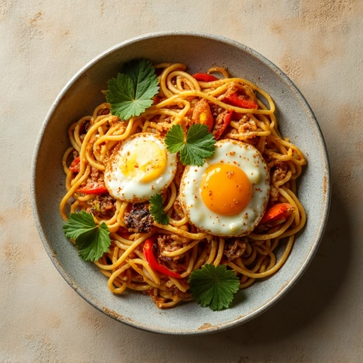 Spiced Noodle Stir-fry with Eggs and Vegetables