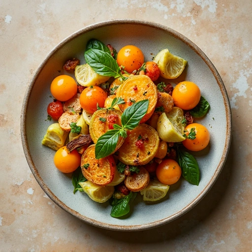 Spicy Roasted Vegetable Salad with Savoy Cabbage