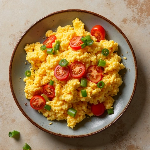 Scrambled Eggs with Tomatoes and Green Peppers