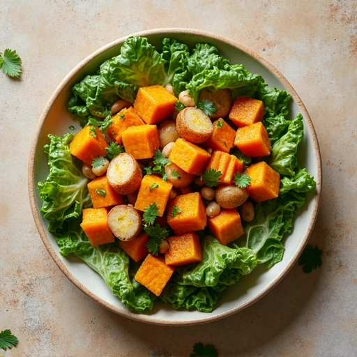Spiced Sweet Potato Squash & Potato Salad with Romaine