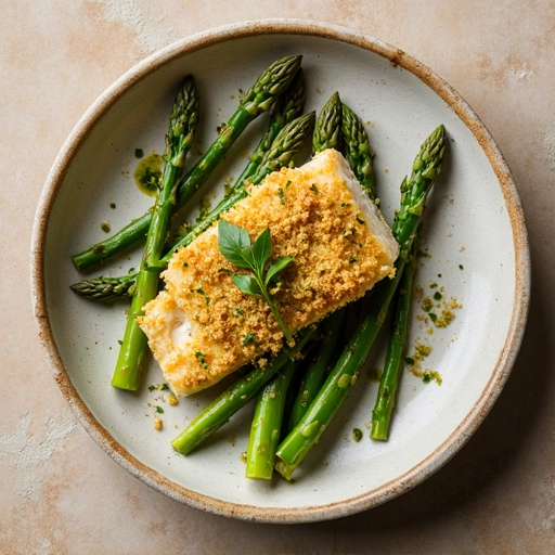 Herb-Crusted Cod with Asparagus