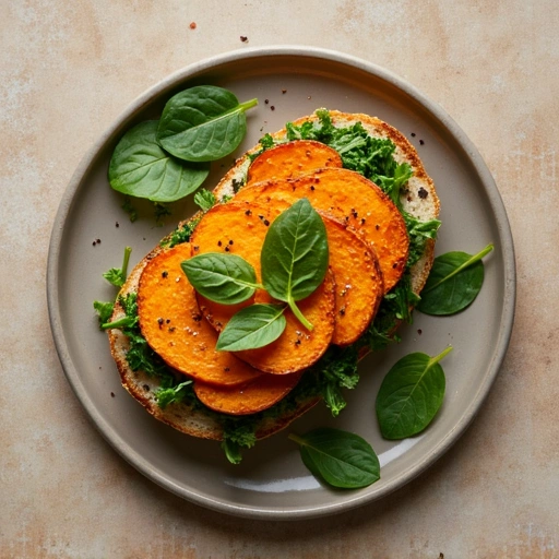 Spiced Sweet Potato and Spinach Open-Faced Sandwich