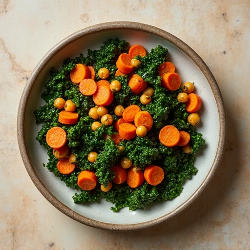 Spiced Kale and Chickpea Sauté with Caramelized Carrots