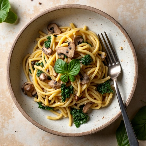 Gluten-Free Pasta with Mushrooms and Spinach