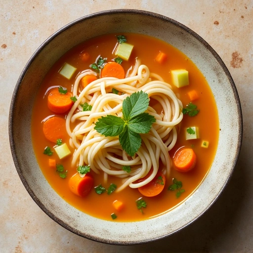 Celery and Carrot Soup with Rice Noodles