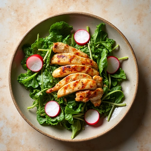 Grilled Chicken Salad with Mixed Greens and Radishes