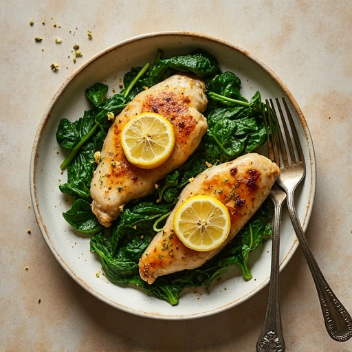 Baked Lemon Herb Chicken with Spinach