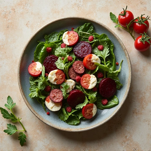 Beet and Goat Cheese Salad with Sausage