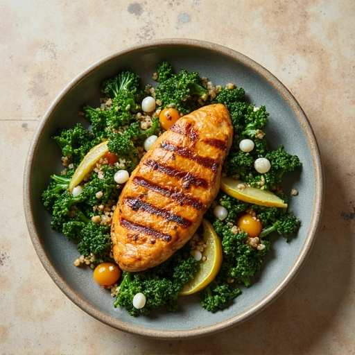 Kale and Quinoa Salad with Grilled Chicken