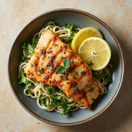 Lemon Herb Grilled Fish with Tatsoi