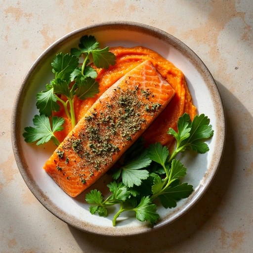 Herb-Crusted Salmon with Carrot Purée