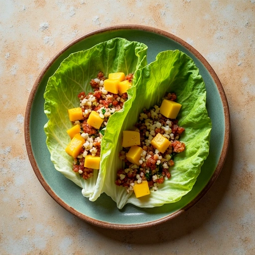 Lettuce Blend Wraps with Tofu and Mango