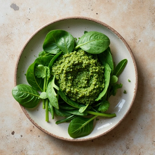 Spinach, Garlic Scape, and Cilantro Pesto