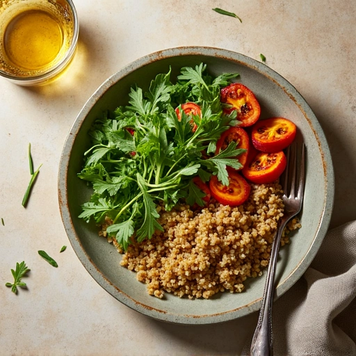 Arugula and Roasted Vegetable Quinoa Bowl