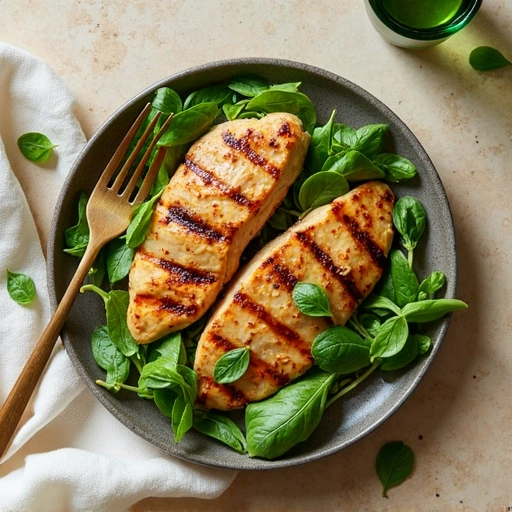Grilled Chicken and Pea Shoots Salad