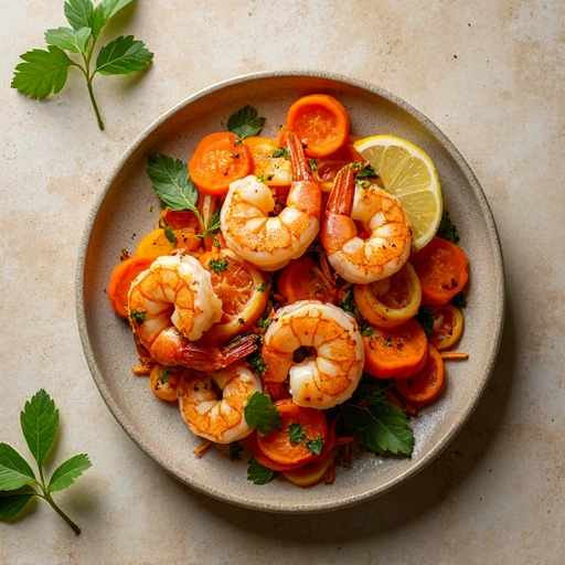 Lemon Herb Grilled Shrimp with Carrot Salad
