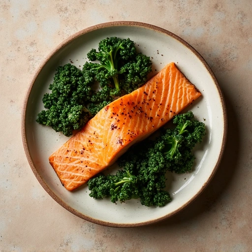 Baked Salmon with Red Russian Kale