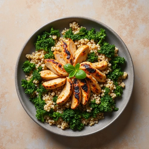 Quinoa and Kale Salad with Grilled Chicken