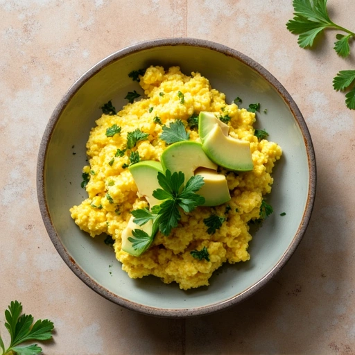 Cilantro Scrambled Eggs with Avocado