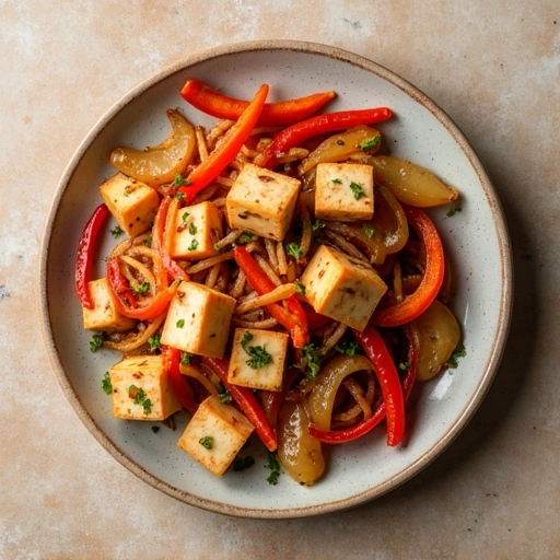 Sweet Pepper and Onion Stir-Fry with Tofu