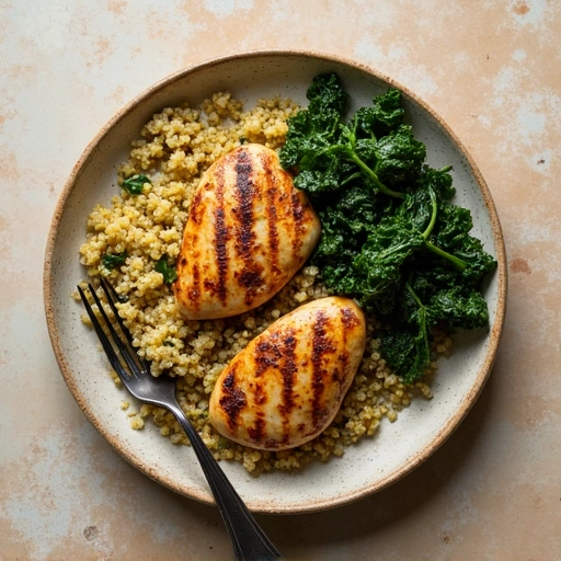 Grilled Chicken with Collard Greens and Quinoa