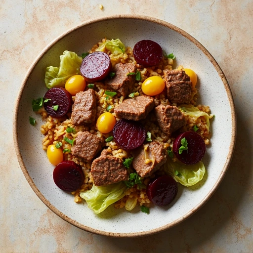 Beef Stir-Fry with Cabbage and Beets