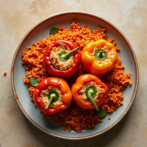 Stuffed Bell Peppers with Carrot Rice