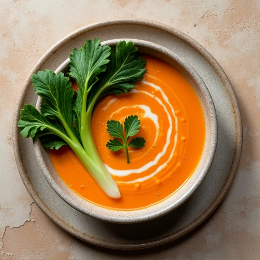 Carrot Ginger Soup with Bok Choi