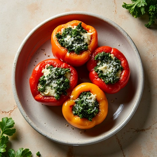 Stuffed Bell Peppers with Kale and Ricotta