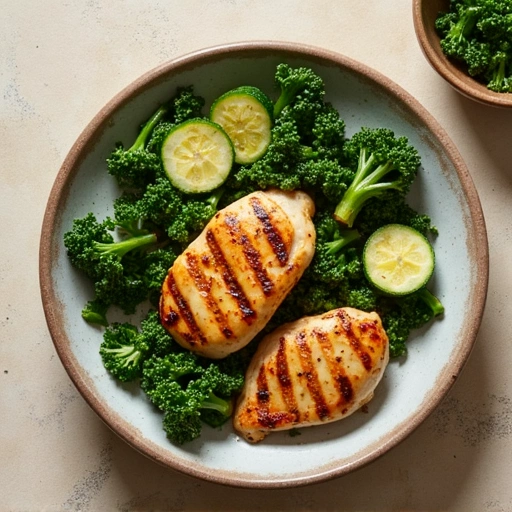 Grilled Chicken with Zucchini and Kale