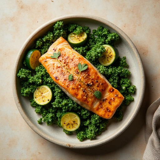 Grilled Fish with Kale and Zucchini Salad