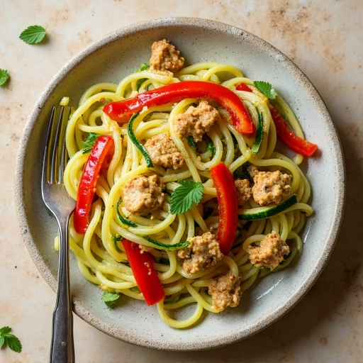 Zucchini Noodles with Chicken and Peppers