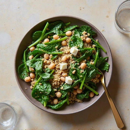Garlic Scape Swiss Chard and Feta Quinoa Bean Salad