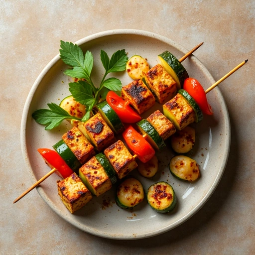 Grilled Vegetable Skewers with Tofu