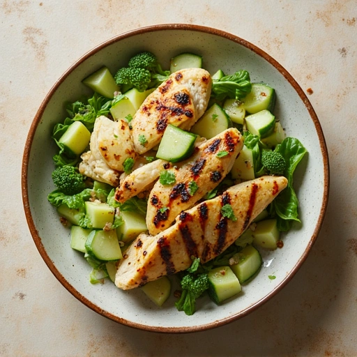 Cucumber and Potato Salad with Grilled Chicken